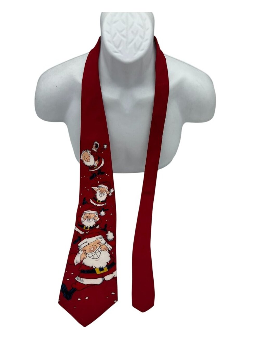 Vintage Hallmark Yule Tie Greetings Christmas Santa Claus Red Men's Necktie USA